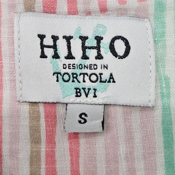 Hiho Rainbow Striped Print Small Linen Dress Sleeveless Pastel Shift Dress - Picture 4 of 7